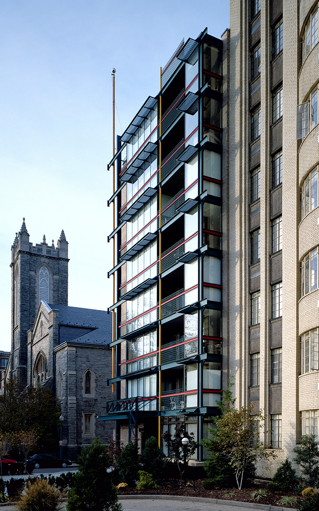 Tall vertical exterior of Church Place Condos