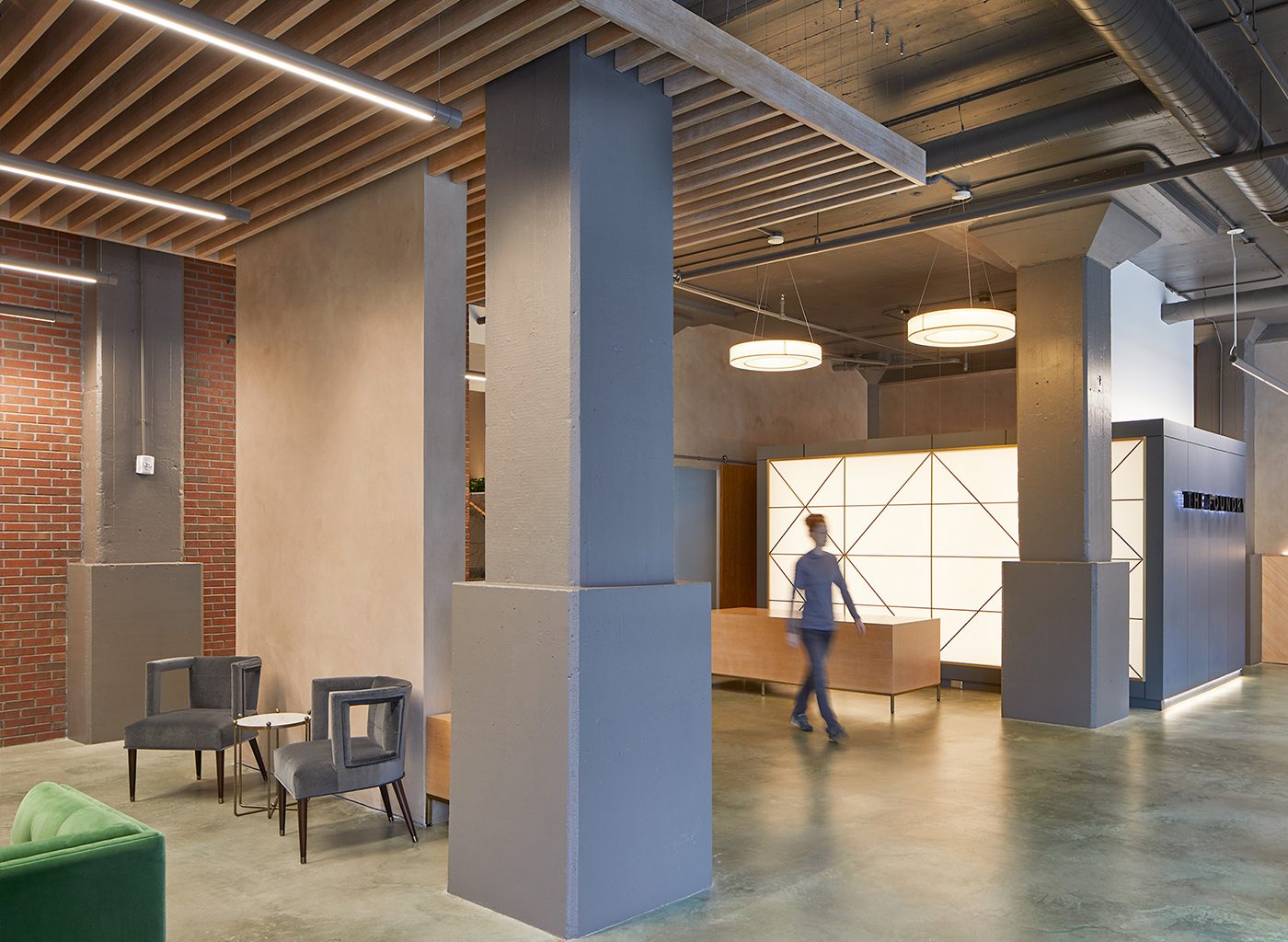 Interior of apartment building with modern accents