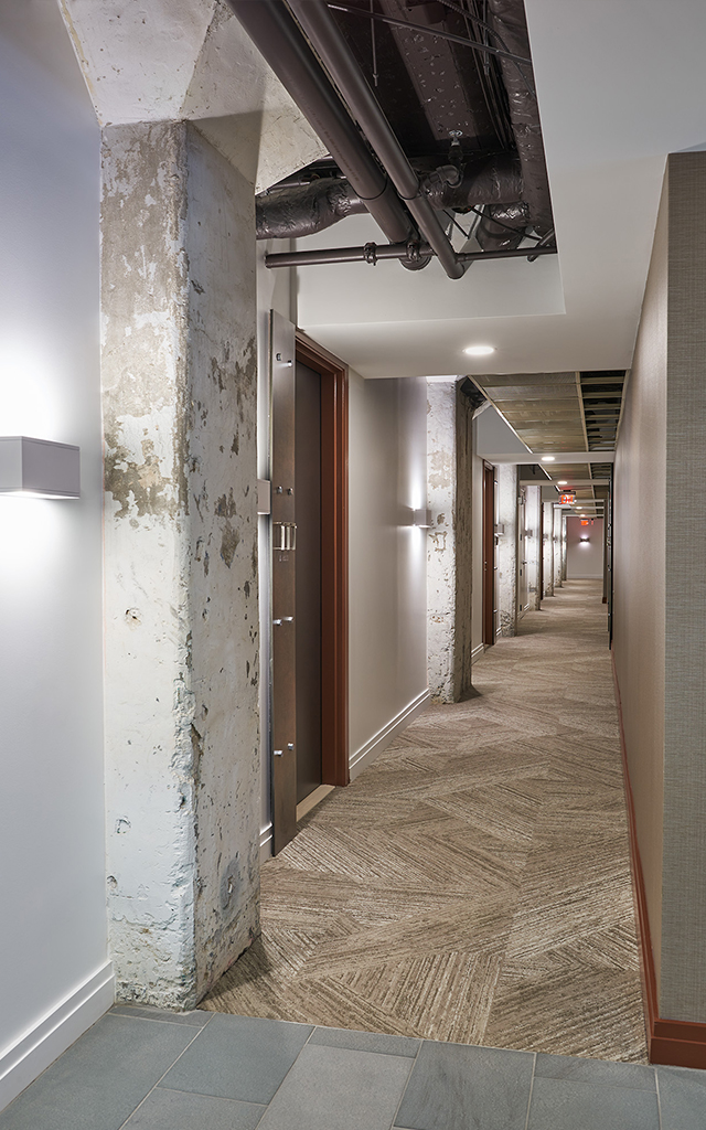 Interior of building with weathered accents and rugged floors
