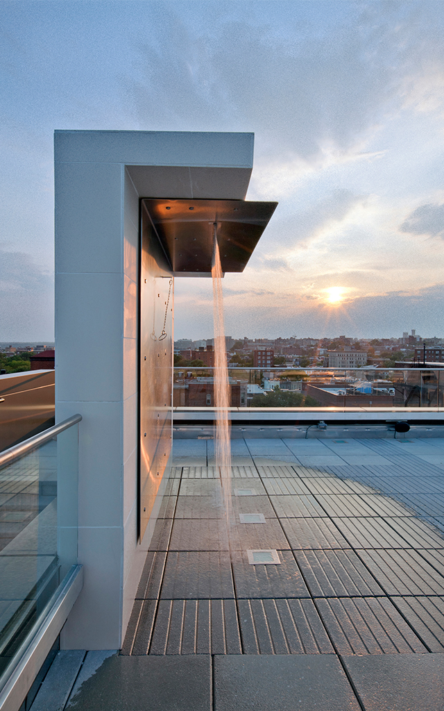 Sunset from rooftop of building